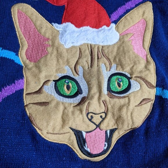 33 Degrees Christas Laser eyes cat knit jumper - Picture 3 of 6